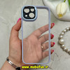 قاب گوشی iPhone 13 آیفون طرح پشت طلق شفاف دور سیلیکونی اورجینال فلزی متال کیس Metal Case برند FOCUS PIXEL آبی کد 69804