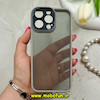 قاب گوشی iPhone 15 Pro Max آیفون طرح پشت طلق شفاف دور سیلیکونی اورجینال فلزی متال کیس Metal Case برند FOCUS PIXEL طوسی کد 69817