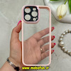 قاب گوشی iPhone 15 Pro Max آیفون طرح پشت طلق شفاف دور سیلیکونی اورجینال فلزی متال کیس Metal Case برند FOCUS PIXEL صورتی کد 69818