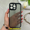 قاب گوشی iPhone 15 Pro Max آیفون طرح پشت طلق شفاف دور سیلیکونی اورجینال فلزی متال کیس Metal Case برند FOCUS PIXEL مشکی کد 69819