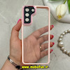 قاب گوشی Galaxy S21 FE سامسونگ طرح پشت طلق شفاف دور سیلیکونی اورجینال فلزی متال کیس Metal Case برند FOCUS PIXEL صورتی کد 69827
