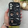 قاب گوشی Galaxy A34 سامسونگ ژله ای سولید SOLID منحنی سه بعدی برجسته براق عروسکی هپل Coffee محافظ لنز دار مشکی کد 69708