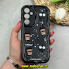 قاب گوشی Galaxy A35 سامسونگ ژله ای سولید SOLID منحنی سه بعدی برجسته براق عروسکی هپل Coffee محافظ لنز دار مشکی کد 69709