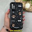 قاب گوشی Galaxy A51 سامسونگ ژله ای سولید SOLID منحنی سه بعدی برجسته براق عروسکی هپل Coffee محافظ لنز دار مشکی کد 69711