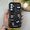 قاب گوشی Galaxy A54 سامسونگ ژله ای سولید SOLID منحنی سه بعدی برجسته براق عروسکی هپل Coffee محافظ لنز دار مشکی کد 69714