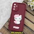 قاب گوشی Galaxy A15 سامسونگ سیلیکونی عروسکی برجسته Solid محافظ لنزدار طرح کیتی KITTY زرشکی کد 80435