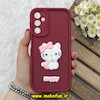 قاب گوشی Galaxy A24 سامسونگ سیلیکونی عروسکی برجسته Solid محافظ لنزدار طرح کیتی KITTY زرشکی کد 80437