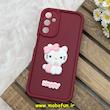 قاب گوشی Galaxy A24 سامسونگ سیلیکونی عروسکی برجسته Solid محافظ لنزدار طرح کیتی KITTY زرشکی کد 80437