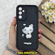 قاب گوشی Galaxy A24 سامسونگ سیلیکونی عروسکی برجسته Solid محافظ لنزدار طرح کیتی KITTY مشکی کد 80438