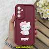 قاب گوشی Galaxy A54 سامسونگ سیلیکونی عروسکی برجسته Solid محافظ لنزدار طرح کیتی KITTY زرشکی کد 80448