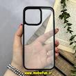قاب گوشی iPhone 14 Pro Max آیفون اورجینال spigen طرح Ultra HYBRID طلقی شیشه ای شفاف مشکی کد 80472