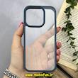 قاب گوشی iPhone 15 Pro آیفون اورجینال spigen طرح Ultra HYBRID طلقی شیشه ای شفاف سرمه ای کد 80479
