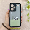 قاب گوشی Redmi Note 13 Pro Plus شیائومی سیلیکونی Solid فانتزی چاپی محافظ لنزدار درجه یک طرح پاندا کیوت مشکی کد 73386