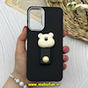 قاب گوشی Galaxy A15 سامسونگ لدرکیس عروسکی سیلیکونی برجسته بند انگشتی طرح خرس تدی کیوت مشکی کد 80602