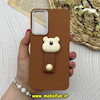 قاب گوشی Galaxy A34 سامسونگ لدرکیس عروسکی سیلیکونی برجسته بند انگشتی طرح خرس تدی کیوت قهوه ای کد 80623