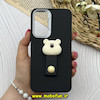 قاب گوشی Galaxy A54 سامسونگ لدرکیس عروسکی سیلیکونی برجسته بند انگشتی طرح خرس تدی کیوت مشکی کد 80634