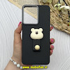 قاب گوشی Redmi 13C / Poco C65 شیائومی لدرکیس عروسکی سیلیکونی برجسته بند انگشتی طرح خرس تدی کیوت مشکی کد 80642