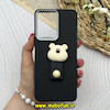 قاب گوشی Redmi Note 12 4G شیائومی لدرکیس عروسکی سیلیکونی برجسته بند انگشتی طرح خرس تدی کیوت مشکی کد 80656