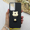قاب گوشی Redmi Note 11S شیائومی لدرکیس عروسکی سیلیکونی برجسته بند انگشتی طرح خرس تدی کیوت مشکی کد 80658