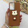 قاب گوشی Redmi Note 11S شیائومی لدرکیس عروسکی سیلیکونی برجسته بند انگشتی طرح خرس تدی کیوت قهوه ای کد 80659