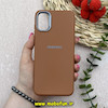 قاب گوشی Galaxy A03 Core سامسونگ لدر دیزاین SOFT Lether Design سیلیکونی طرح چرم قهوه ای کد 80677