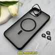 قاب گوشی iPhone 11 Pro Max آیفون متال کیس Metal اورجینال CASE PRO طرح پشت طلق مات دور سیلیکونی استندشو فلزی مگ سیف دار محافظ لنزدار رینگی مشکی کد E21-81461