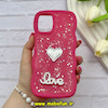 قاب گوشی Galaxy A12 / M12 سامسونگ سیلیکونی Solid منحنی قلبی Love رزینی برجسته سرخابی کد 81248