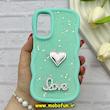 قاب گوشی Galaxy A15 سامسونگ سیلیکونی Solid منحنی قلبی Love رزینی برجسته سبزآبی کد 81255