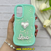 قاب گوشی Galaxy A25 سامسونگ سیلیکونی Solid منحنی قلبی Love رزینی برجسته سبزآبی کد 81261