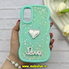 قاب گوشی Galaxy A34 سامسونگ سیلیکونی Solid منحنی قلبی Love رزینی برجسته سبزآبی کد 81266