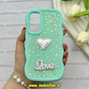 قاب گوشی Galaxy A35 سامسونگ سیلیکونی Solid منحنی قلبی Love رزینی برجسته سبزآبی کد 81272