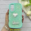 قاب گوشی Galaxy A35 سامسونگ سیلیکونی Solid منحنی قلبی Love رزینی برجسته سبزآبی کد 81272