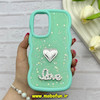 قاب گوشی Galaxy A36 سامسونگ سیلیکونی Solid منحنی قلبی Love رزینی برجسته سبزآبی کد 81276