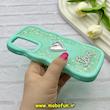 قاب گوشی Galaxy A55 سامسونگ سیلیکونی Solid منحنی قلبی Love رزینی برجسته سبزآبی کد 81281