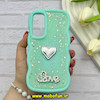 قاب گوشی Galaxy A55 سامسونگ سیلیکونی Solid منحنی قلبی Love رزینی برجسته سبزآبی کد 81281
