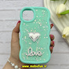 قاب گوشی iPhone 11 آیفون سیلیکونی Solid منحنی قلبی Love رزینی برجسته سبزآبی کد 81291
