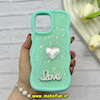قاب گوشی iPhone 12 / iPhone 12 Pro آیفون سیلیکونی Solid منحنی قلبی Love رزینی برجسته سبزآبی کد 81308