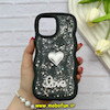 قاب گوشی iPhone 12 / iPhone 12 Pro آیفون سیلیکونی Solid منحنی قلبی Love رزینی برجسته مشکی کد 81309