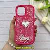 قاب گوشی iPhone 12 / iPhone 12 Pro آیفون سیلیکونی Solid منحنی قلبی Love رزینی برجسته سرخابی کد 81310