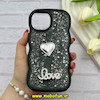قاب گوشی iPhone 12 Pro Max آیفون سیلیکونی Solid منحنی قلبی Love رزینی برجسته مشکی کد 81313