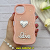 قاب گوشی iPhone 13 / iPhone 14 آیفون سیلیکونی Solid منحنی قلبی Love رزینی برجسته گلبهی کد 81315