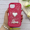 قاب گوشی iPhone 13 / iPhone 14 آیفون سیلیکونی Solid منحنی قلبی Love رزینی برجسته سرخابی کد 81317