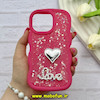 قاب گوشی iPhone 13 Pro آیفون سیلیکونی Solid منحنی قلبی Love رزینی برجسته سرخابی کد 81324