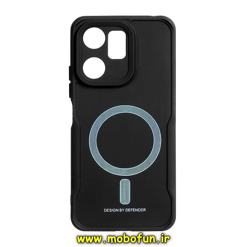 قاب گوشی Redmi 13C / Poco C65 شیائومی سیلیکونی سوزنی دیفندر DEFENDER طرح مگ سیف محافظ لنزدار مشکی کد 73565