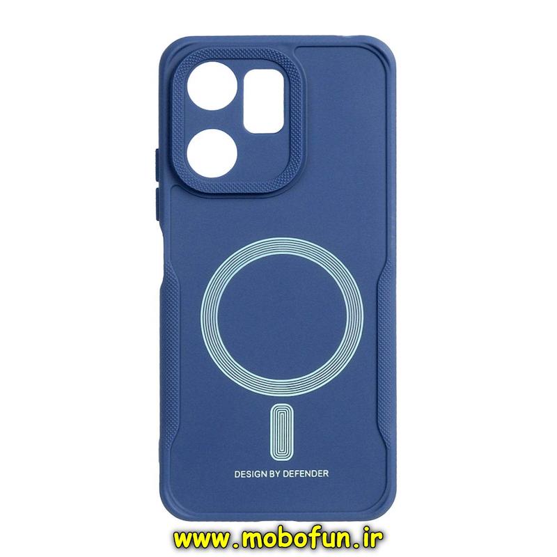 قاب گوشی Redmi 13C / Poco C65 شیائومی سیلیکونی سوزنی دیفندر DEFENDER طرح مگ سیف محافظ لنزدار سرمه ای کد 73567