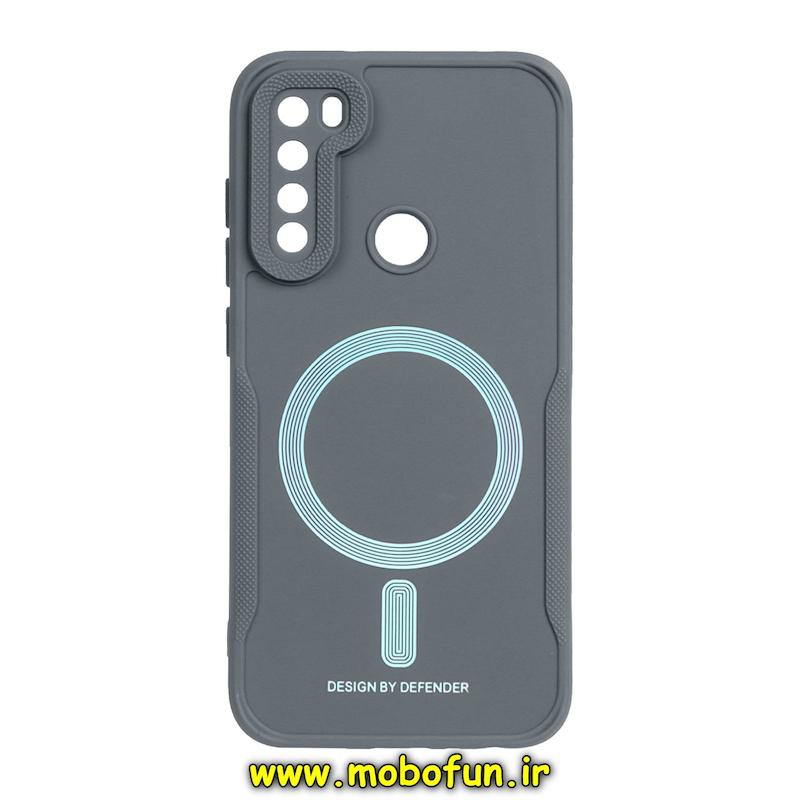 قاب گوشی Redmi Note 8 / Redmi Note 8 2021 شیائومی سیلیکونی سوزنی دیفندر DEFENDER طرح مگ سیف محافظ لنزدار خاکستری کد 73593