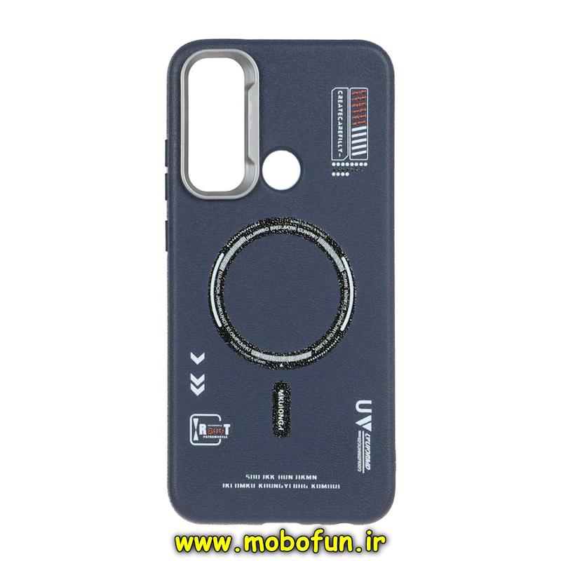 قاب گوشی Redmi Note 8 / Redmi Note 8 2021 شیائومی لدر دیزاین SOFT Lether Design سیلیکونی طرح چرم مگ سیف سرمه ای کد 73596