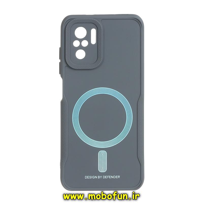 قاب گوشی Redmi Note 10 4G / Redmi Note 10S / Poco M5S شیائومی سیلیکونی سوزنی دیفندر DEFENDER طرح مگ سیف محافظ لنزدار خاکستری کد 73626