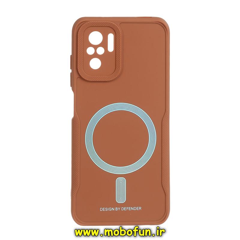 قاب گوشی Redmi Note 10 4G / Redmi Note 10S / Poco M5S شیائومی سیلیکونی سوزنی دیفندر DEFENDER طرح مگ سیف محافظ لنزدار عسلی کد 73627