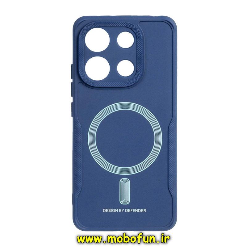 قاب گوشی Redmi Note 13 4G شیائومی سیلیکونی سوزنی دیفندر DEFENDER طرح مگ سیف محافظ لنزدار سرمه ای کد 73664